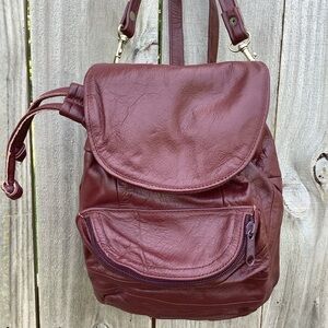 Vintage Leather Sling Backpack Purse Bag